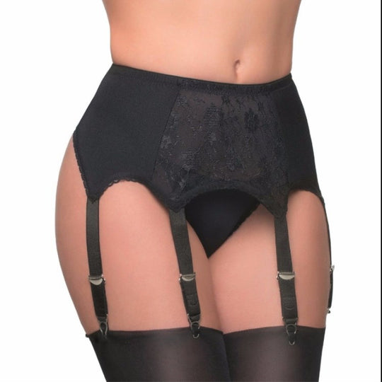 Portjartiera sexy din material elastic si dantela florala GS1259-1