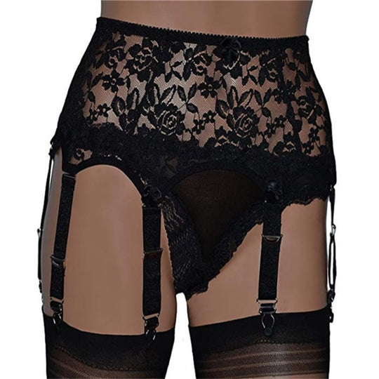 Portjartiera sexy din dantela fina cu sase jartiere atasate GS1261-1