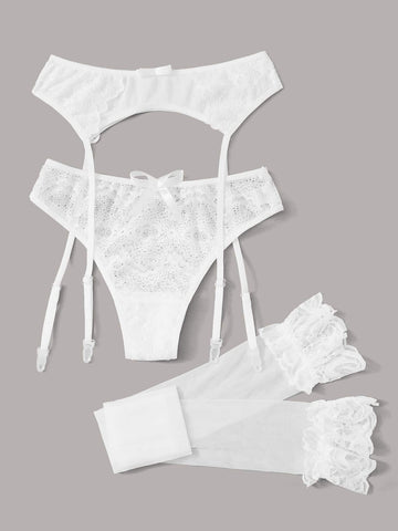 Set 3 piese lenjerie sexy din portjartiera cu jartiere, chilot si ciorapi GS1262-2
