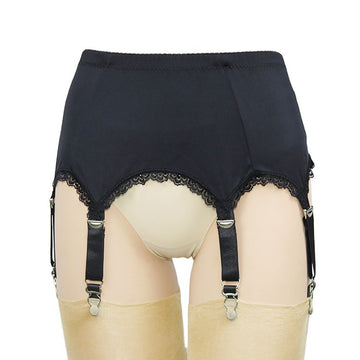 Portjartiera sexy din material satinat cu 6 jartiere atasate GS1266A-1