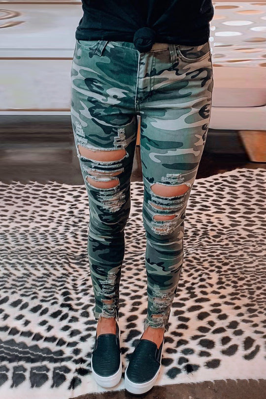 Blugi skinny model army cu taieturi decorative H659-120