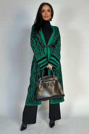 Cardigan lung. casual cu maneci si imprimeu zebra-print H746-1121