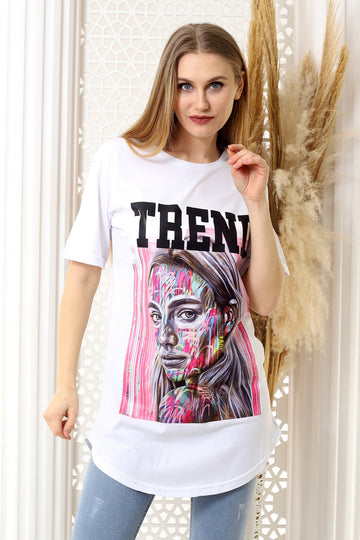 Tricou oversize cu imprimeu colorat J761-2