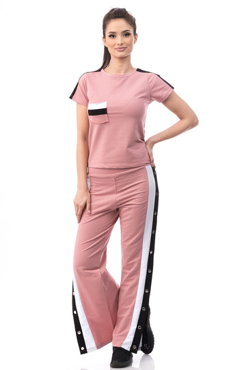 Trening cu tricou si pantaloni aceesorizati cu capse J917-5