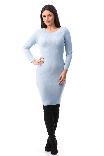 Rochie simpla si mulata pe corp cu maneci lungi J939-4
