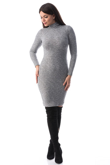 Rochie scurta si mulata cu guler stil helanca J945-182