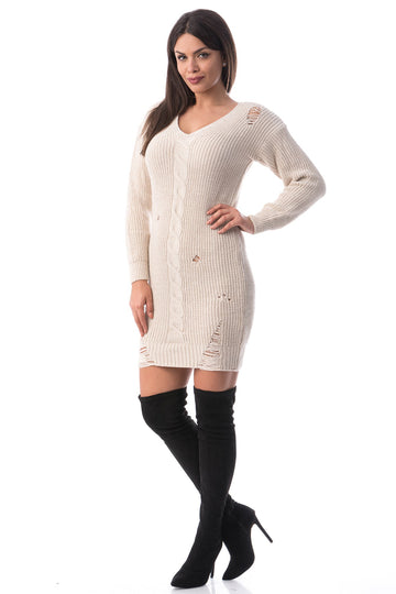 Rochie tricotata cu rupturi stylish J950-15
