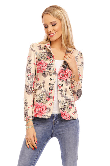 Sacou cu maneca lunga si imprimeu floral K424-1555