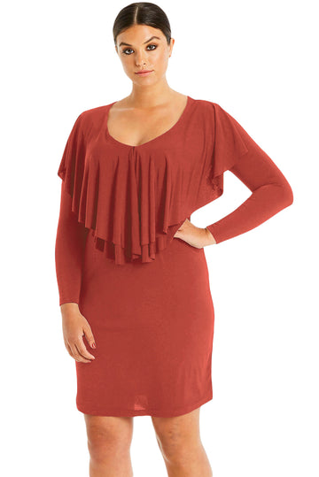 Rochie cu maneci lungi si decolteu cu pliuri L630P-3