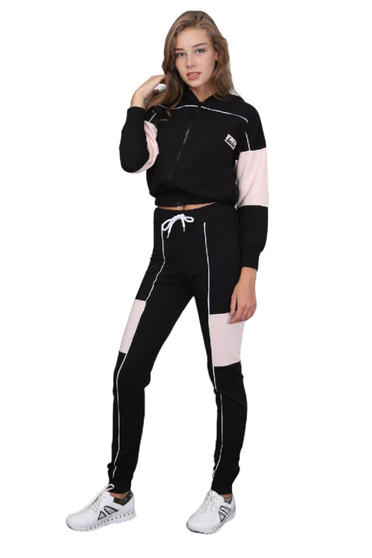 Set top scurt si pantaloni cu vipusca in fata L664-1