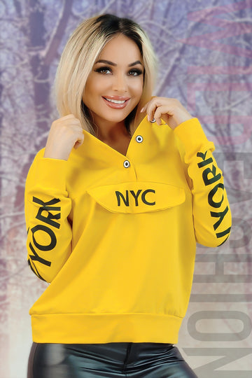 Bluza tip hanorac cu nasturi la decolteu L671RR-9