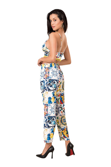 Set 2 piese lenjerie tip pijama din top tip sutien si pantaloni lungi L830-100