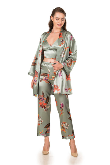 Set 3 piese pijama casual din material satinat L834-1218