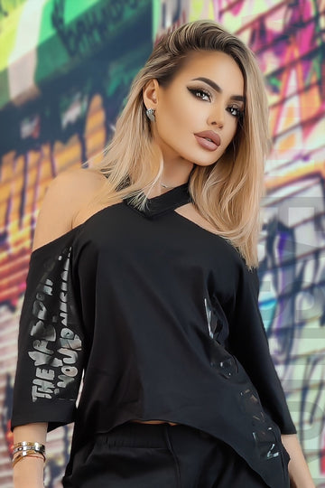 Tricou asimetric stil vagabond cu decupaje L854RR-1