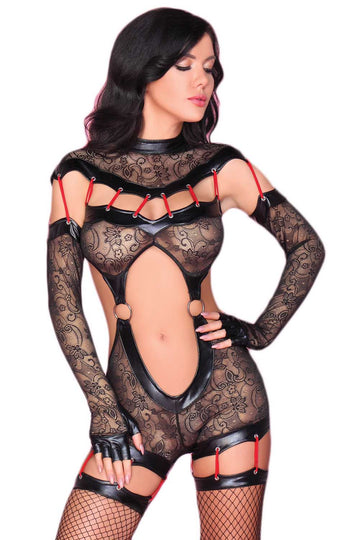 Costum sexy din dantela cu imprimeu floral - Livia Corsetti LIV32-1