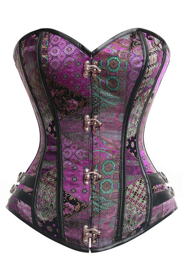 Corset sexy cu print colorat accesorizat inchideri metalice M187