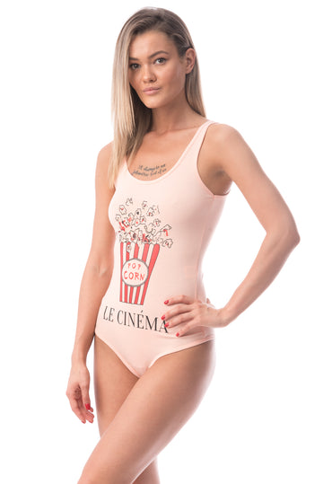 Body casual tip maiou cu imprimeu si text inscriptionat in fata N621-535