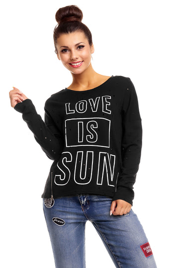 Bluza casual cu text inscriptionat in fata N739-1