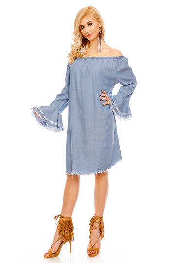 Rochie midi casual cu maneci tip clopot N754-4