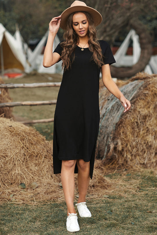 Rochie casual tip tricou cu crapaturi P770-1