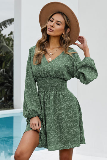 Rochie casual din material lejer si maneci lungi P773-12