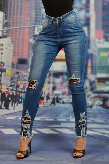 Pantaloni din denim accesorizati cu taieturi decorative P83RR-444