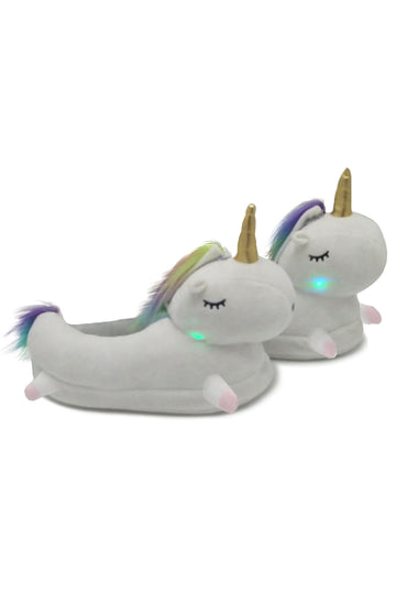 Papuci pufosi de casa in forma de unicorn cu leduri PC7A-2