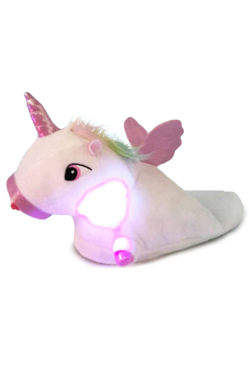 Papuci pufosi de casa in forma de unicorn cu leduri PC8A-2