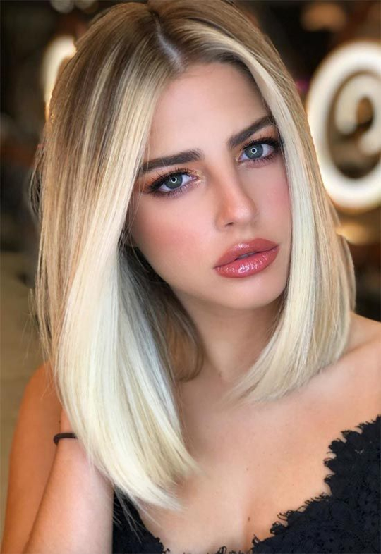 Peruca blond natural cu suvite deschis si tunsoare bob mediu PER102-9999