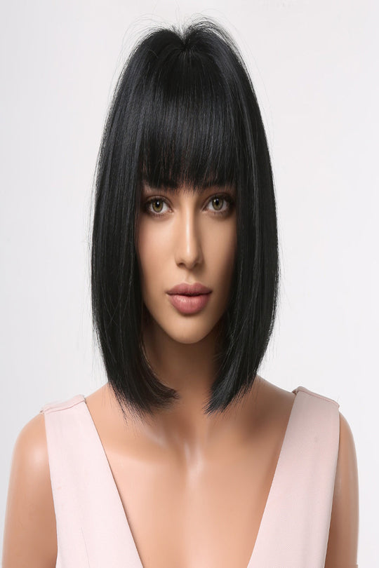 Peruca bob mediu brunet cu breton PER81-1
