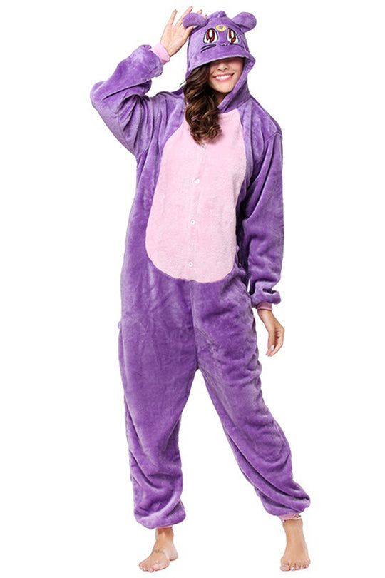 Pijama pufoasa intreaga cu model Purple Cat PJM150-11