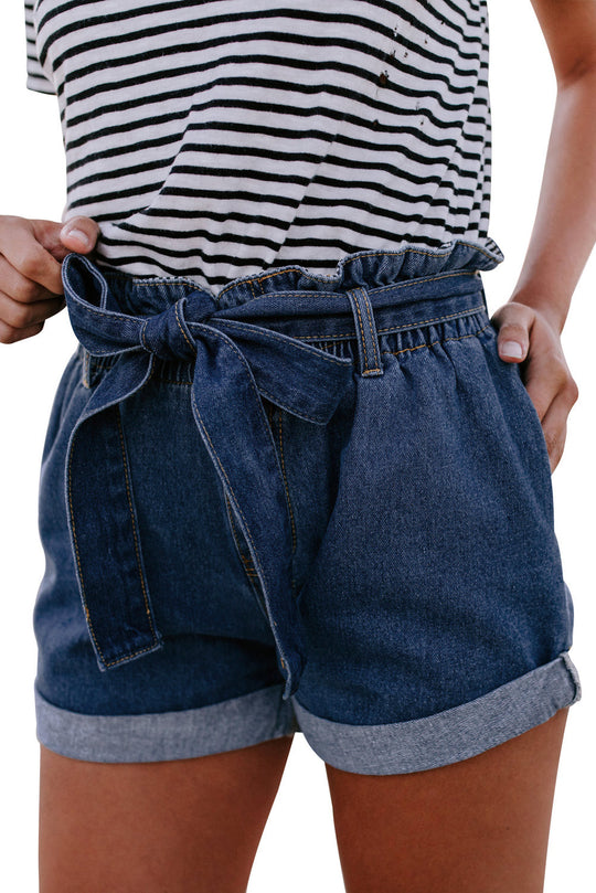 Pantaloni scurti vntage cu cordon in talie Q425-444