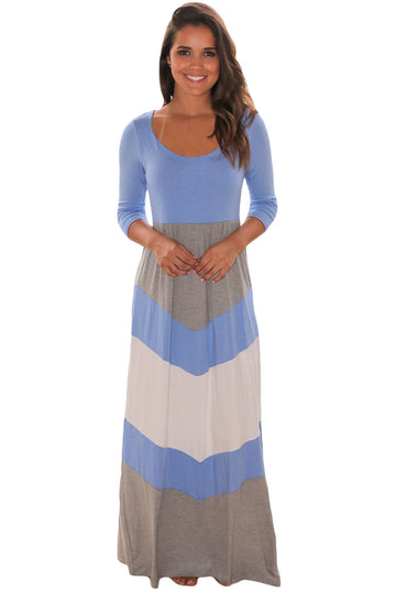 Rochie lunga in trei culori cu maneci trei sferturi Q658-418