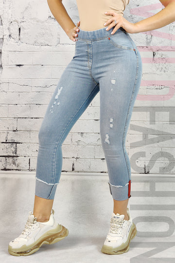 Blugi tip colanti din denim elastic model destroyed R940RR-411