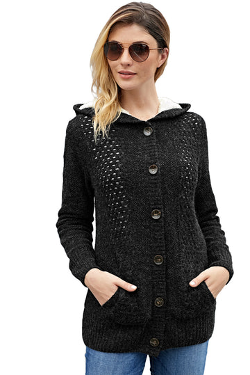 Cardigan cu gluga si buzunare laterale S715-1