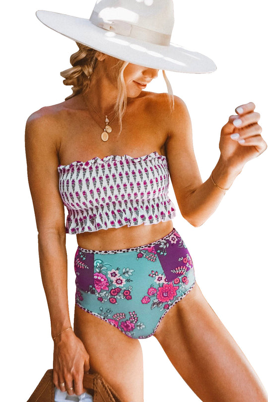 Costum de baie in 2 piese model floral SW1888-100