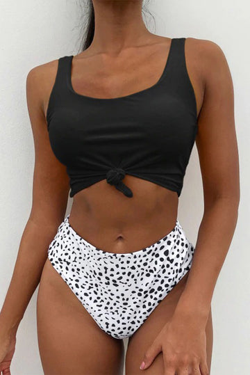 Costum de baie din 2 piese model cu bustiera si slip cu talie inalta SW2217-1122