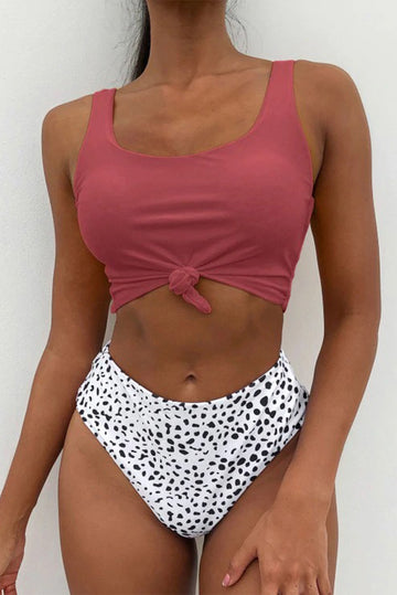 Costum de baie din 2 piese model cu bustiera si slip cu talie inalta SW2217-252