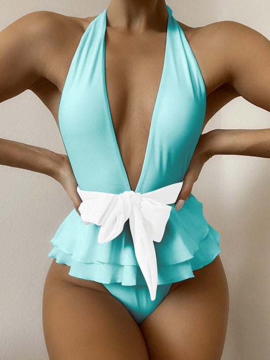 Costum de baie intreg cu spatele gol si decolteu amplu SW2533-122