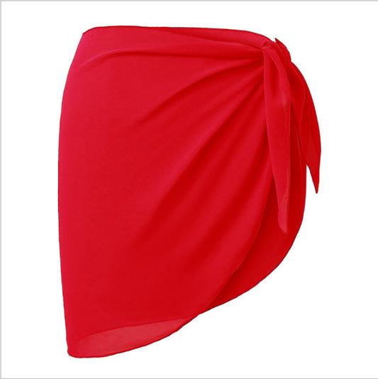 Esarfa vaporoasa de plaja din material semitransparent rosu SW2552-3