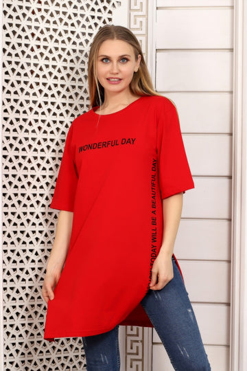 Tricou lung cu print WONDERFUL DAY U758-3