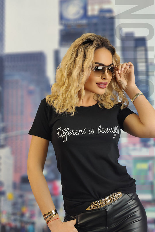 Tricou casual cu imprimeu text U844-1