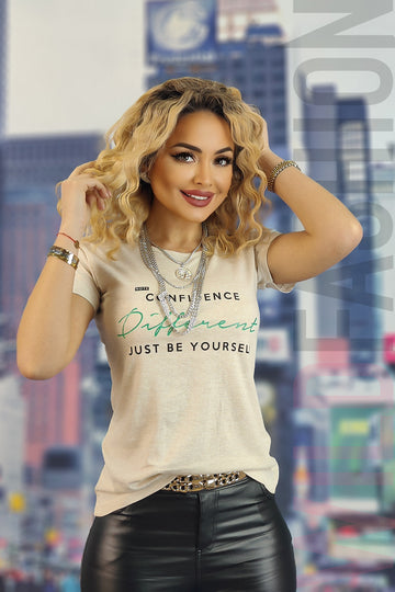 Tricou casual cu imprimeu text U848-152