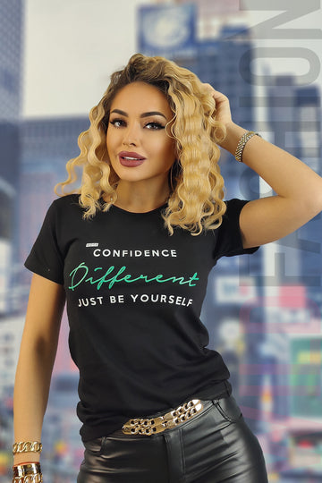 Tricou casual cu imprimeu text U848-1