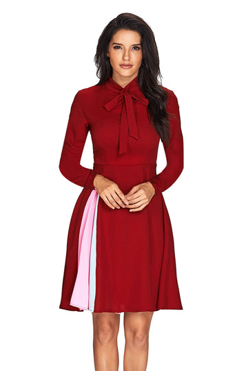 Rochie visinie casual cu maneci lungi si guler inalt V612-81