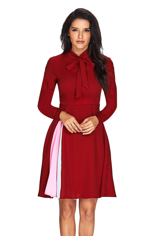 Rochie visinie casual cu maneci lungi si guler inalt V612-81