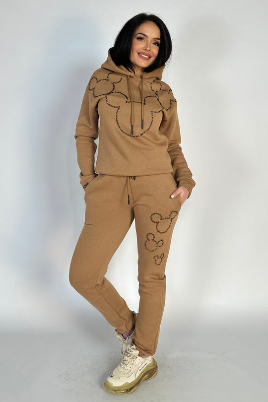 Trening fashion OVERSIZE din bluza si pantaloni accesorizat cu strasuri colorate V627-8