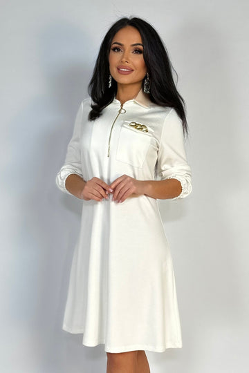 Rochie midi, casual, tip A, din material lejer, elastic V632-2