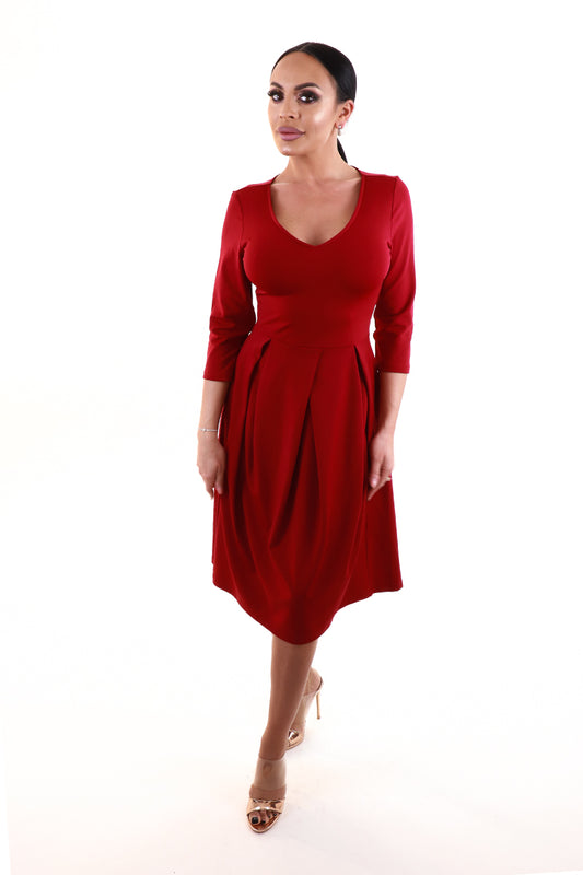 Rochie office stil vintage cu pliuri si buzunare V811-81