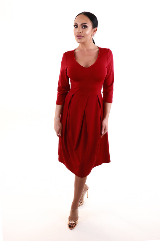 Rochie office stil vintage cu pliuri si buzunare V811-81